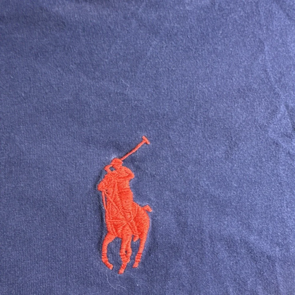 Polo Ralph Lauren Mens Colorblock USA Logo Patch Crew Neck Tee Shirt Blue Red M